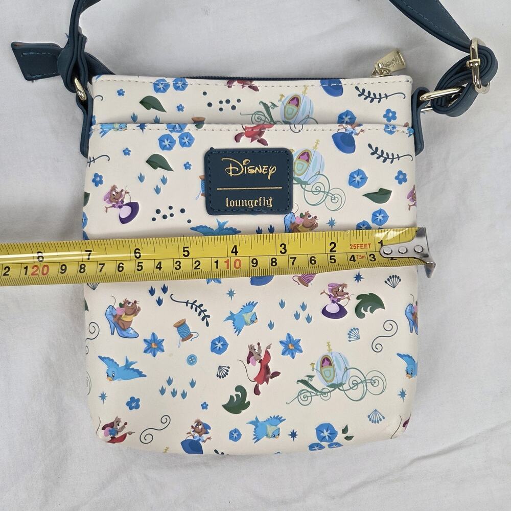 Loungefly Disney Cinderella Crossbody Bag Purse Jaq Gus Mice Cream Teal - Picture 2 of 16
